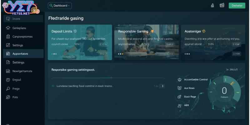 Dashboard showing deposit limits and responsible gaming control settings.